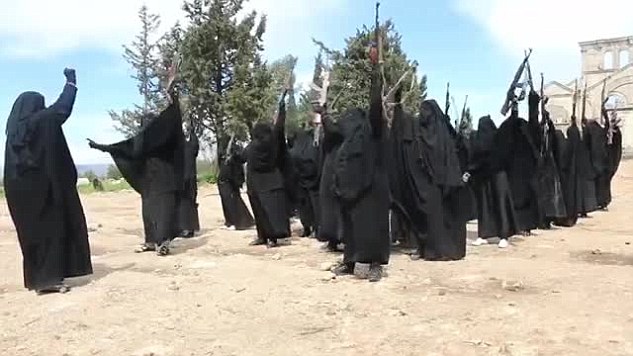 Fig. 7: The radical group of women shouting out their devotion to Jihad.