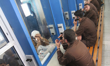 A Palestinian woman visiting her husband in an Israeli prison